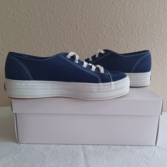 Keds Shoes - Vintage 80's Ked's Platform Triple Kicks in Blue Corduroy